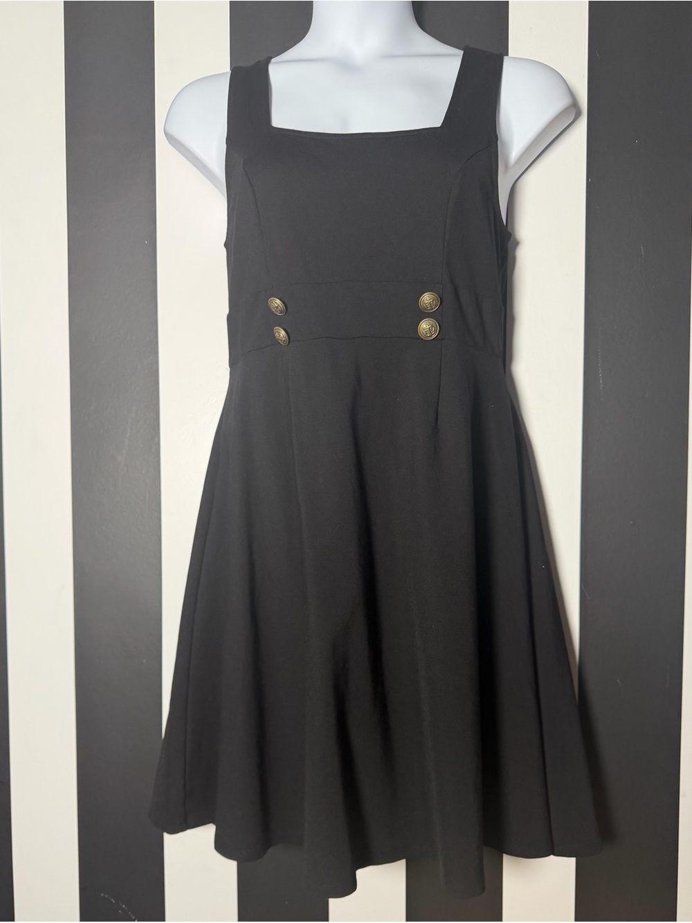 ModCloth Classic Black 60s Square-Neck A-Line Stretchy Dress SZ XL